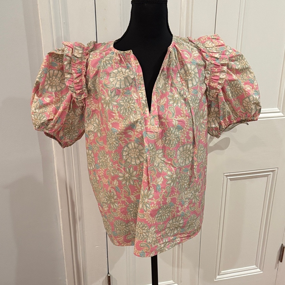 Olivaceous Pink and Cream Floral Blouse
